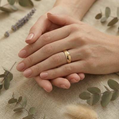 750/1000 Yellow Gold Standard Brilliant Half-Shank Wedding Ring, Width 6 mm - Amore
