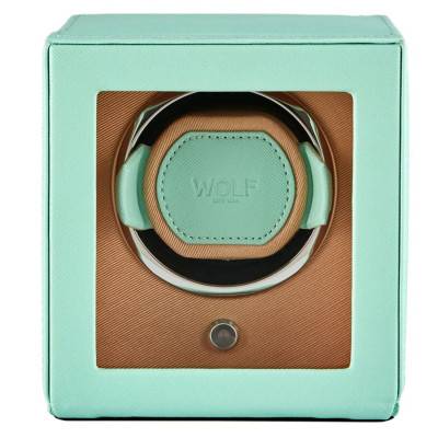 Mint & Peach Cubs & Cubbies Single Watch Winder with Lid - Wolf 1834