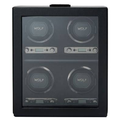 British Racing Black 4-Watch Winder - Wolf 1834