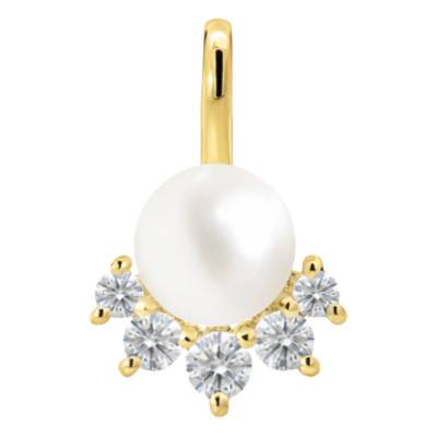 Pendentif Perle en Or Jaune 375 & Diamants de Synthèse 0,16 ct - Ocarat