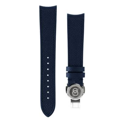 Blue Grained Leather Watch Strap 20 x 16 mm - Beaubleu