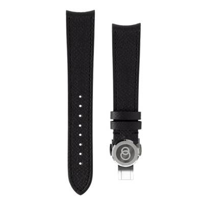 Beaubleu Black Grained Leather Watch Strap 20 x 16 mm - Beaubleu