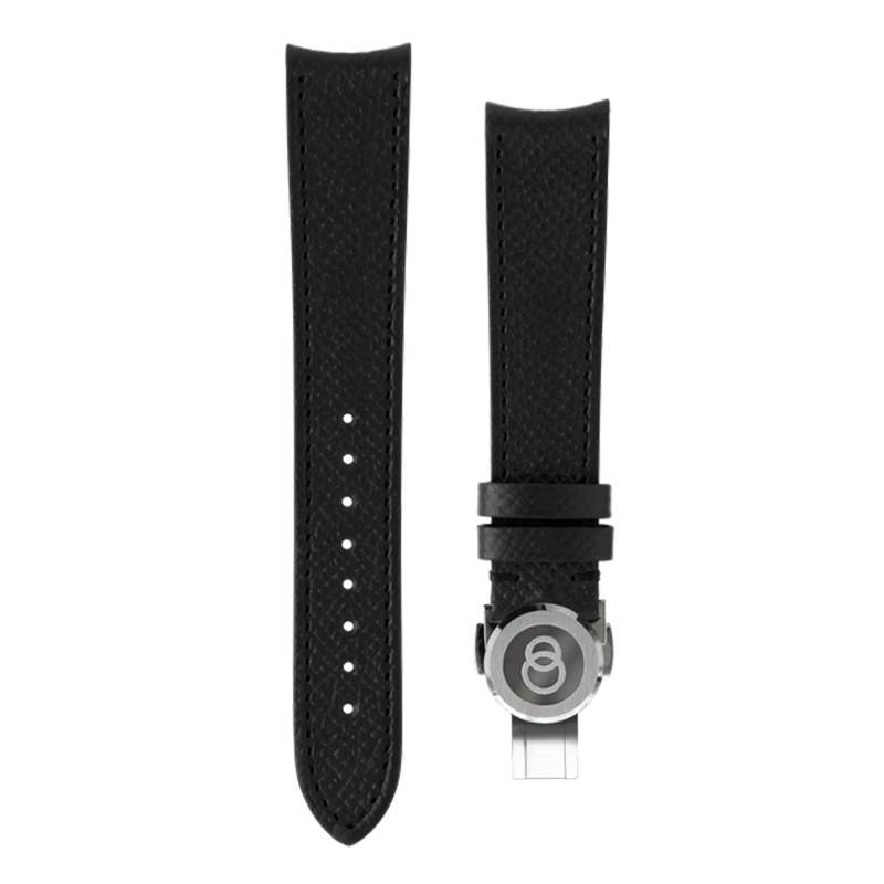Beaubleu Black Grained Leather Watch Strap 20 x 16 mm - Beaubleu