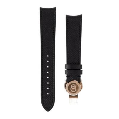 Beaubleu Black Grained Leather Watch Strap 20 x 16 mm - Beaubleu