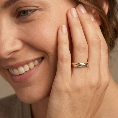 Lightweight 750/1000 3-Gold Half-Band Wedding Ring, 3 mm Width - Amore