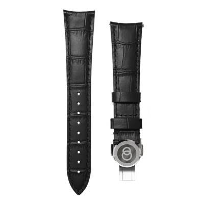 Black Caiman Leather Watch Strap 20 x 16 mm - Beaubleu