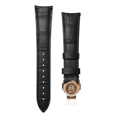 Black Caiman Leather Watch Strap 20 x 16 mm - Beaubleu
