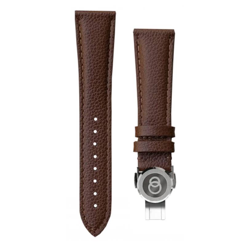 Cognac Grained Leather Watch Band 20 x 16 mm - Beaubleu