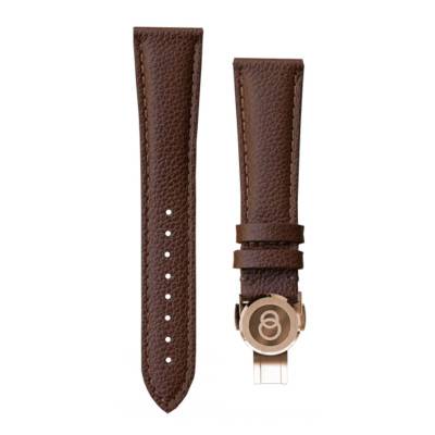 Cognac Grained Leather Watch Band 20 x 16 mm - Beaubleu