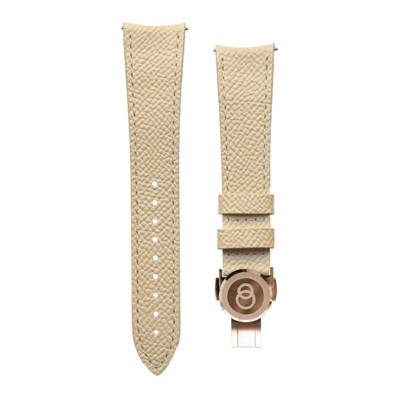 Cream Grained Leather Watch Strap 20 x 16 mm - Beaubleu