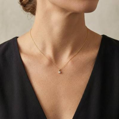 Collier Diamant de Synthèse 4 Griffes 0,15 ct en Or Jaune 375 ou 750 - Ocarat