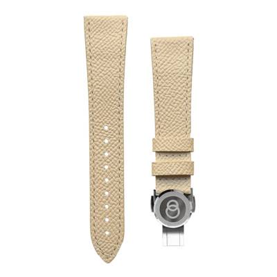 Beaubleu Cream Grained Leather Watch Strap 18 x 16 mm - Beaubleu