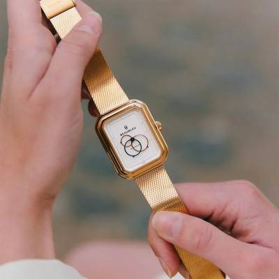 Rose Gold Braided Steel Watch Strap 18 x 16 mm - Beaubleu