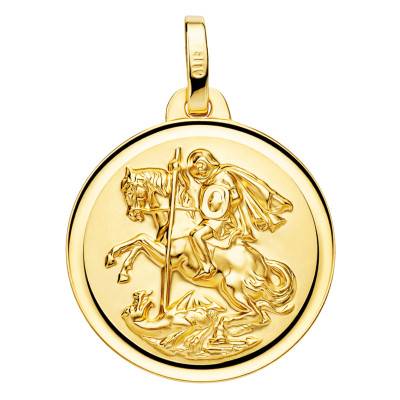 Médaille Saint Georges en Or Jaune 750, Diamètre 18mm - Lumiosa