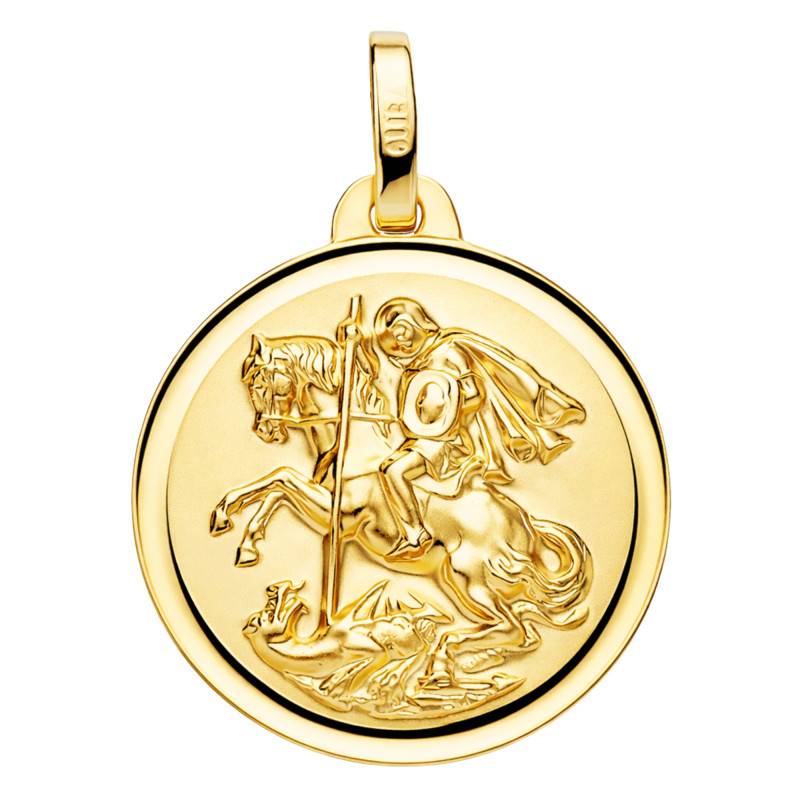 750/1000 Yellow Gold Saint Georges Medal, 18mm Diameter - Lumiosa