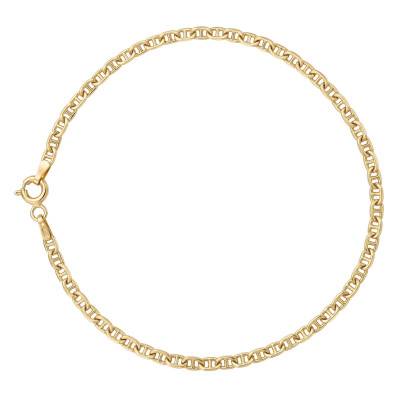 375 Yellow Gold Flat Mariner Chain Bracelet, Length 18 to 21 cm - Ocarat