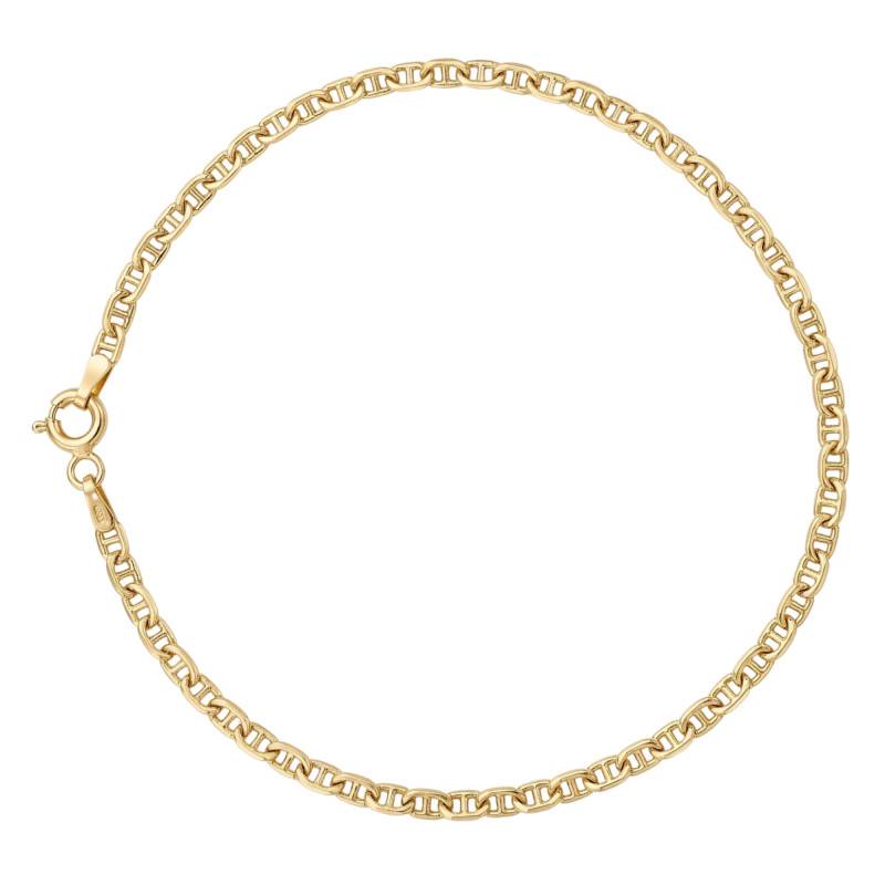 375 Yellow Gold Flat Mariner Chain Bracelet, Length 18 to 21 cm - Ocarat