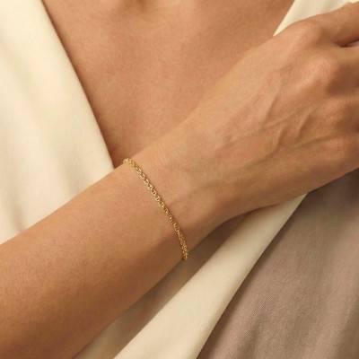 375 Yellow Gold Flat Mariner Chain Bracelet, Length 18 to 21 cm - Ocarat