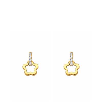 Yellow Gold & Cubic Zirconia Flower Stud Earrings - Bambins
