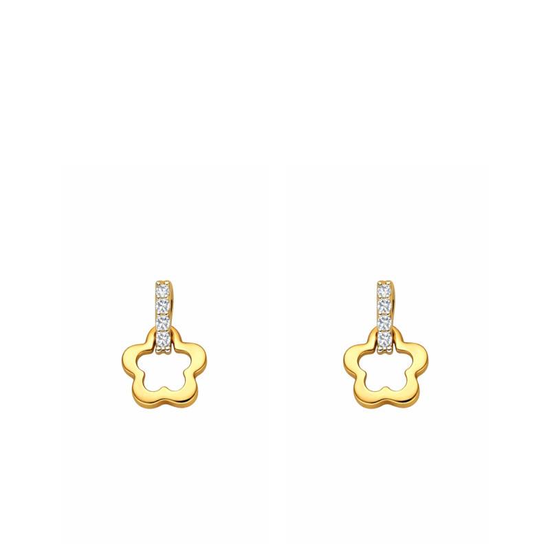 Yellow Gold & Cubic Zirconia Flower Stud Earrings - Bambins