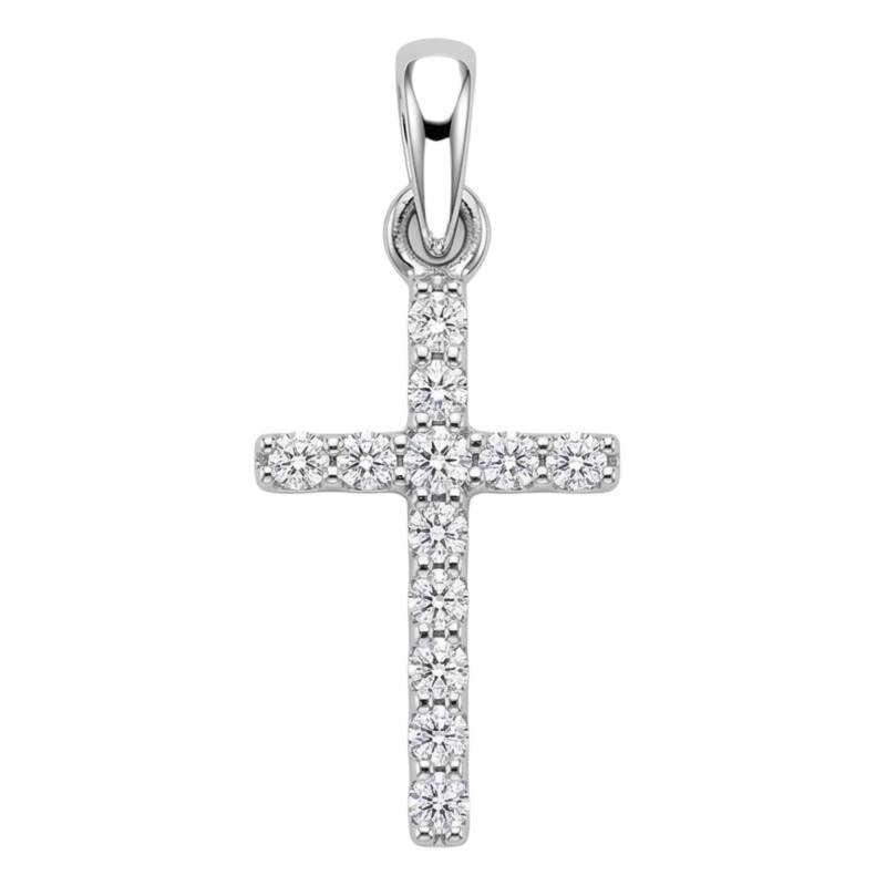 750/1000 White Gold & Diamond Cross Pendant 0.10 ct - Murat Paris