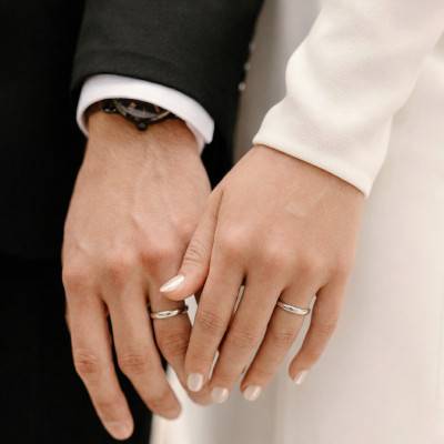 White Gold 375/1000 Standard Demi-Jonc Wedding Ring, 3.5 mm Width - Amore
