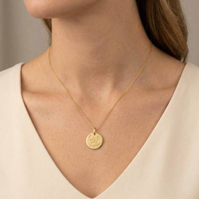 750 Yellow Gold Angel on the Moon Medal, 16 mm Diameter - Argyor
