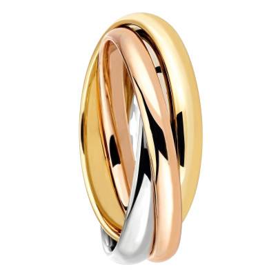 Alliance Demi-Jonc 3 Anneaux en 3 Ors 750, Largeur 2,00 mm - Ponce