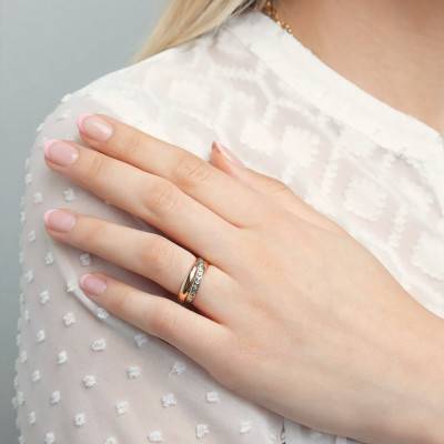 Alliance Finesse Diamantée Demi-Jonc 3 Anneaux en 3 Ors 750, Largeur 3 mm - Ponce