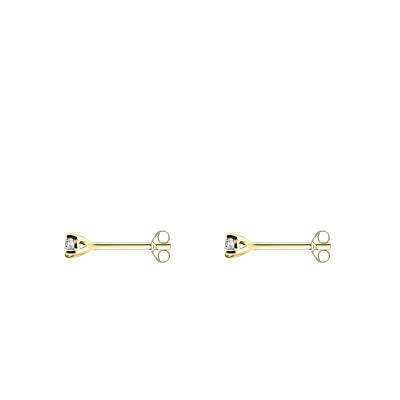 Boucles d'Oreilles Puces en Or Jaune 375 & Diamants 2 x 0,05 ct - Ocarat