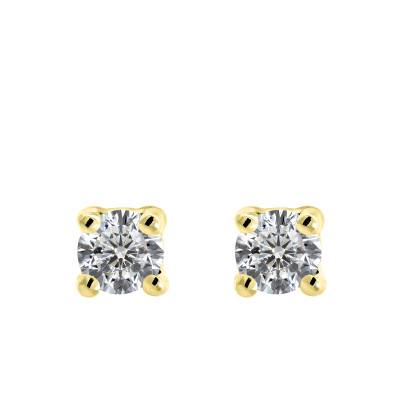 Boucles d'Oreilles Puces en Or Jaune 375 & Diamants 2 x 0,05 ct - Ocarat