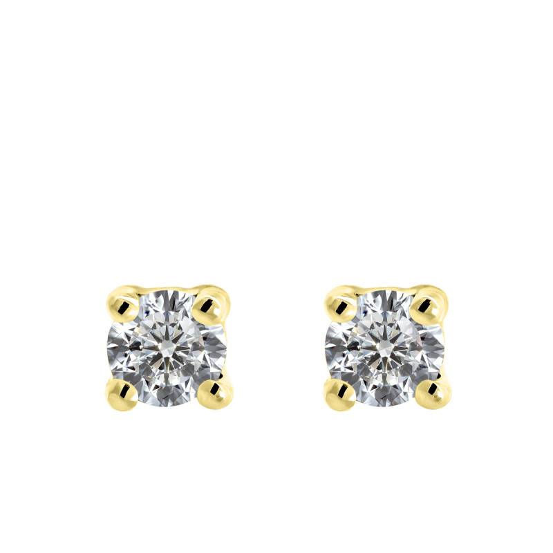 Boucles d'Oreilles Puces en Or Jaune 375 & Diamants 2 x 0,05 ct - Ocarat