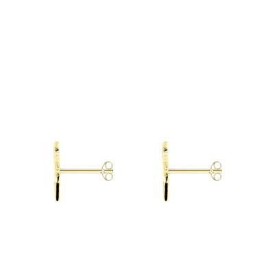 Boucles d'Oreilles Étoile en 2 Ors 375 & Diamants de Synthèse 2 x 0,035 ct - Ocarat