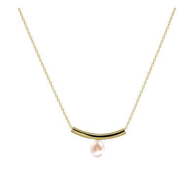 Collier Tube en Or Jaune 375 & Perle Poire, Longueur 40 à 42 cm - Ocarat