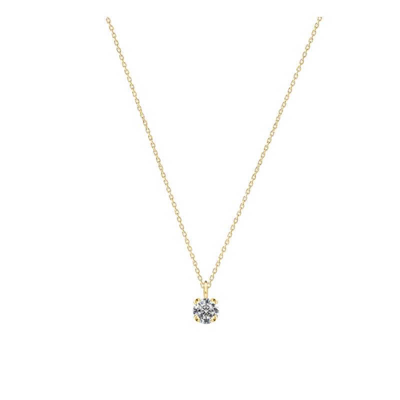 375/1000 Yellow Gold & Diamond 0.05 ct Necklace, Adjustable Length 40 cm - Ocarat