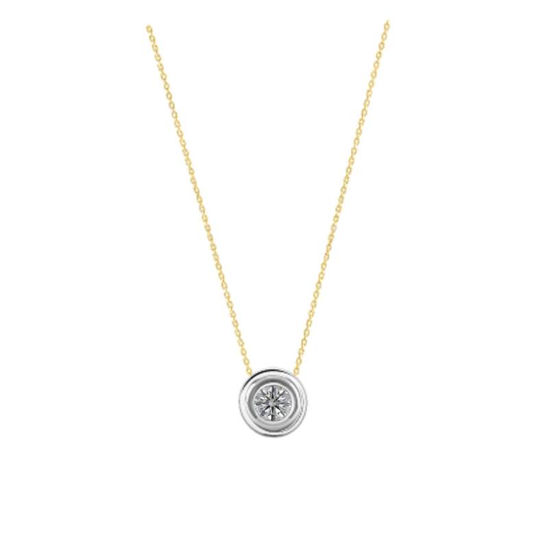 Two-Tone 375/1000 Gold & Bezel-Set Diamond 0.05 ct Necklace, Adjustable Length 40 cm - Ocarat