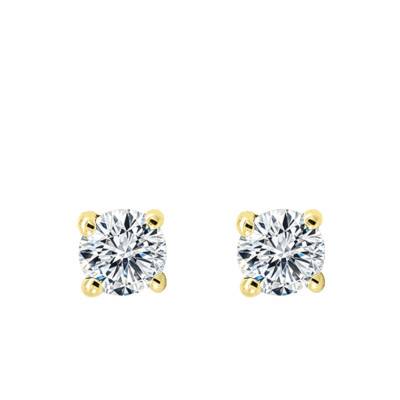 Boucles d'Oreilles Puces en Or Jaune 750 & Diamants de Synthèse 2 x 0,15 ct - Ocarat