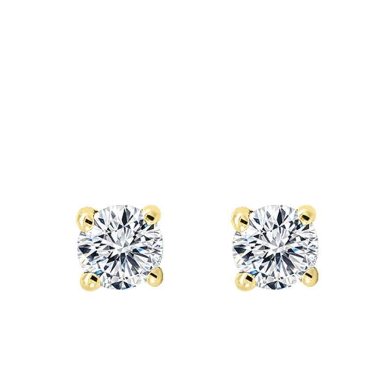 Boucles d'Oreilles Puces en Or Jaune 750 & Diamants de Synthèse 2 x 0,15 ct - Ocarat