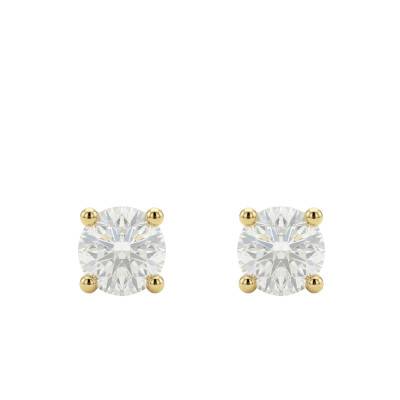 375/1000 Yellow Gold & Cubic Zirconia Square Stud Earrings - Ocarat