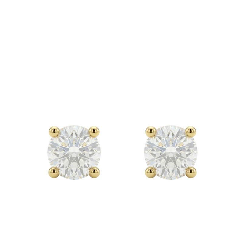 375/1000 Yellow Gold & Cubic Zirconia Square Stud Earrings - Ocarat