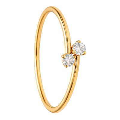 375/1000 Yellow Gold & Cubic Zirconia Toi et Moi Ring - Ocarat