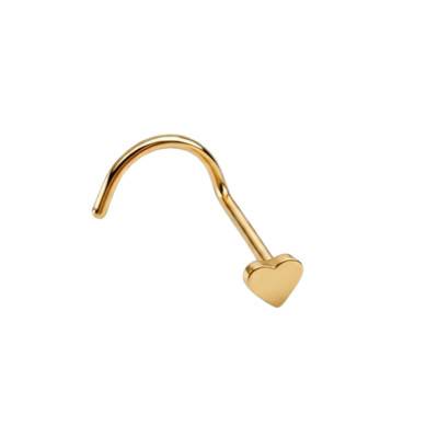 375 Yellow Gold Heart Nose Piercing - Ocarat