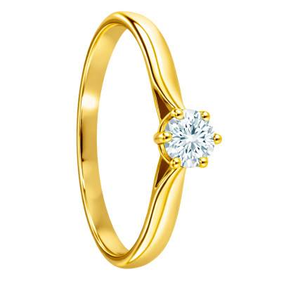 375 Yellow Gold & 0.10 ct Diamond 6-Prong Solitaire Ring - Amore