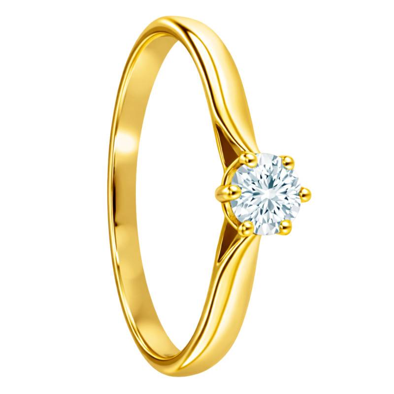 Bague Solitaire 6 Griffes en Or Jaune 375 & Diamant 0,10 ct, Taille 54 - Ocarat