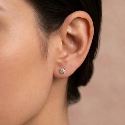 Boucles d'Oreilles Puces Carré en Or Jaune 375 & Oxydes de Zirconium - Ocarat