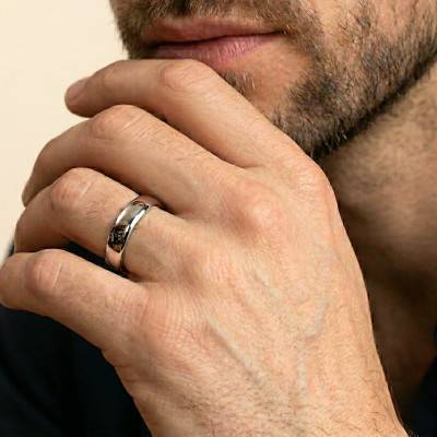 Aroania Silver Comfort-Fit Half-Dome Wedding Ring - Breuning