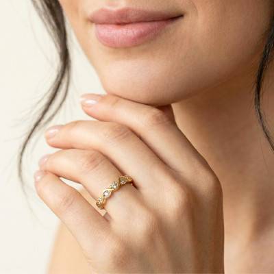 Serpentement Standard 375/1000 Yellow Gold & Diamonds Wedding Ring - Juweel