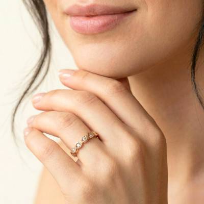 Alliance Serpentement en Or Rose 375 & Diamants - Juweel