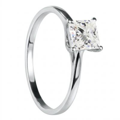 Bague Solitaire Diamant de Synthèse Princesse 0,75 ct en Or Blanc 750, Taille 54 - Ocarat