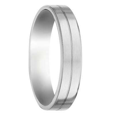 950/1000 Platinum Comfort Brushed Ribbon Wedding Ring, Width 4,50 mm - Fair'Belle